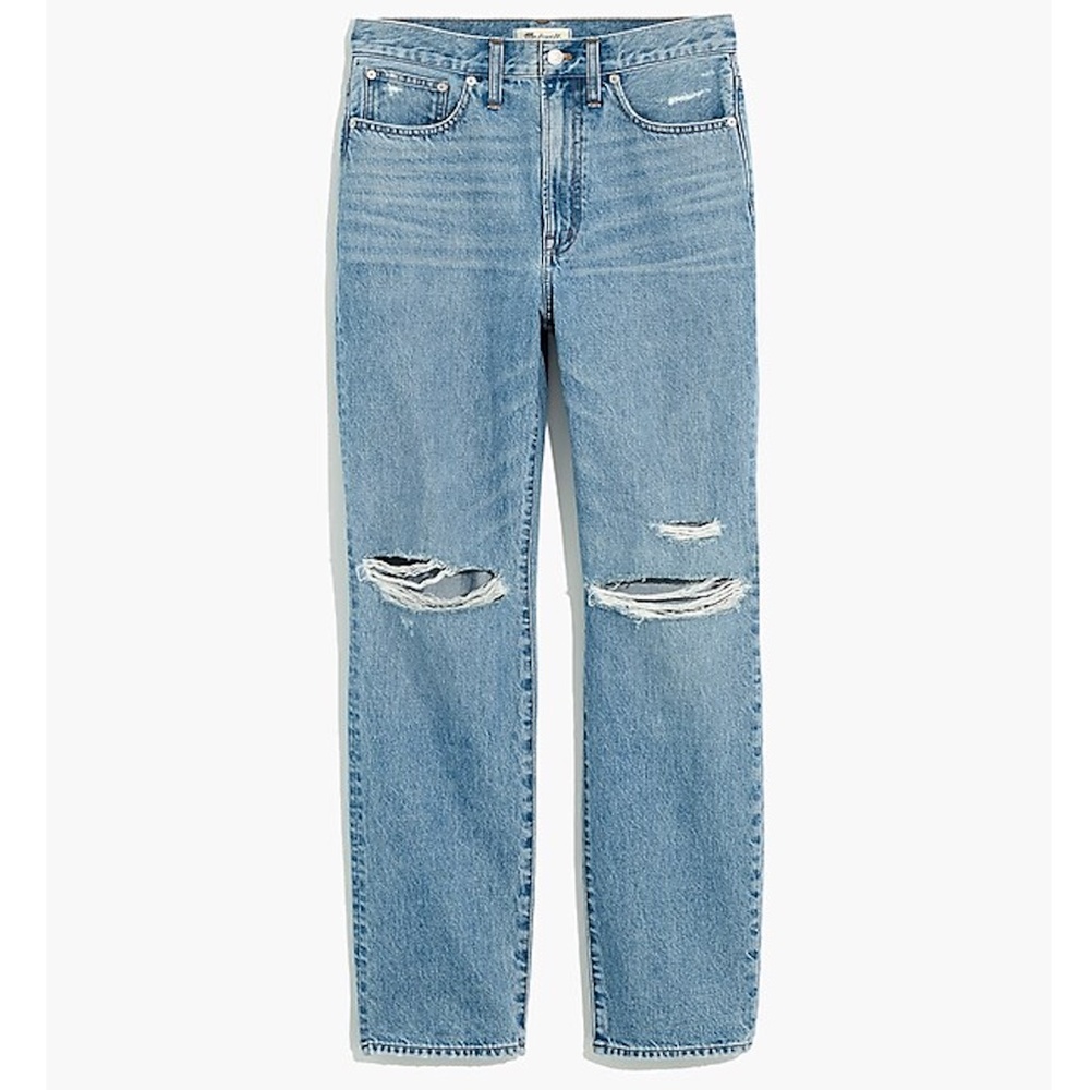 $135 Madewell The Perfect Vintage Straight Leg Distressed Ripped 90's NC334